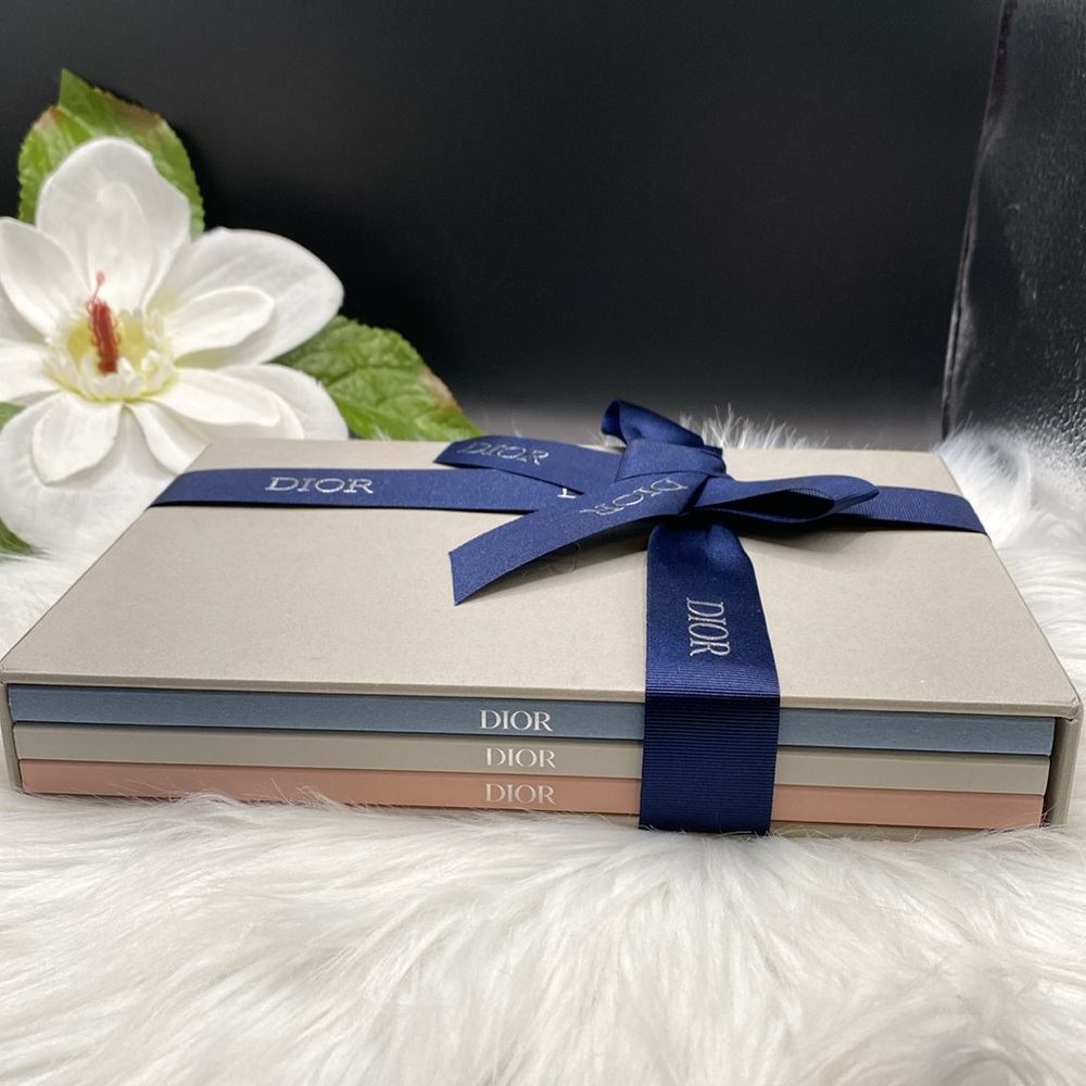 DIOR NOTEBOOKS SET of 3, BOX SET with BLUE DIOR RIBBON! New! Softcover